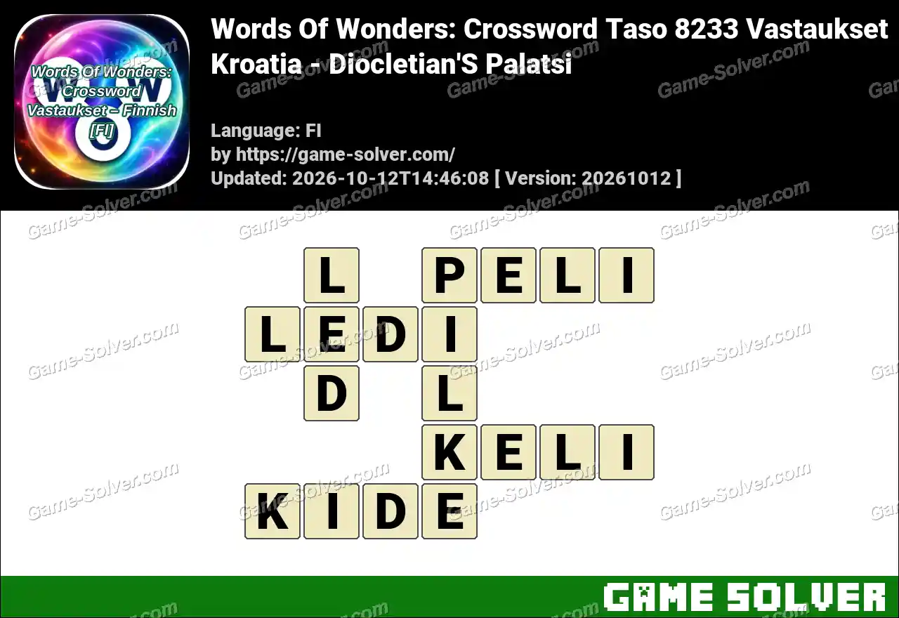 Words Of Wonders: Crossword Taso 8233 Vastaukset – Kroatia – Diocletian’S Palatsi